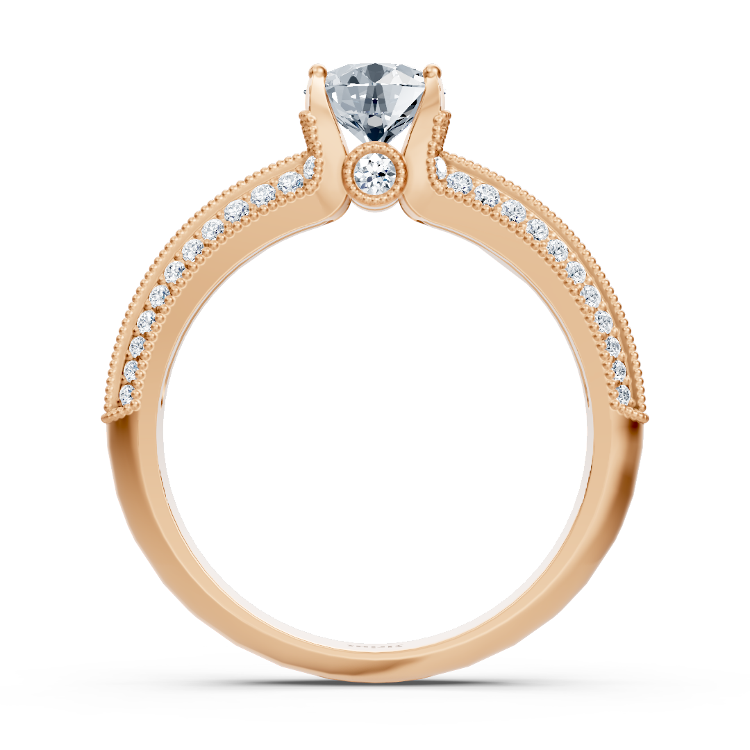 Rose gold ring with pavé setting and brilliant lab diamond