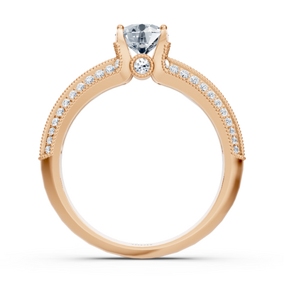 Rose gold ring with pavé setting and brilliant lab diamond