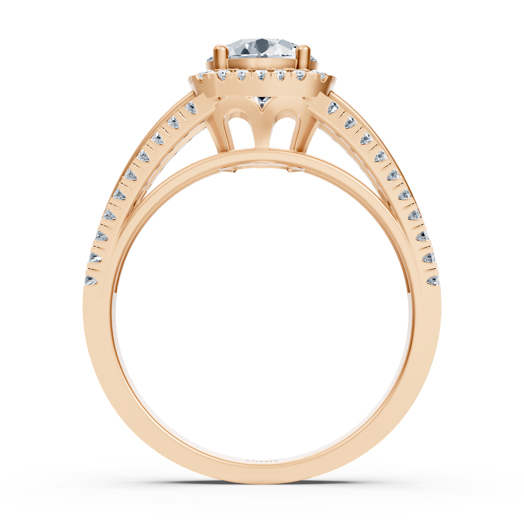 Bague halo en Or Rose avec serti surélevé et diamant de laboratoire – Bijoux haut de gamme de Rosy Lab Diamonds