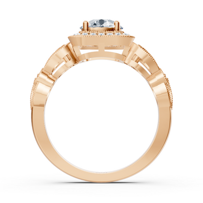 Roségoldring mit Diamanten und Weißtopasen – 14K filigraner Verlobungsring