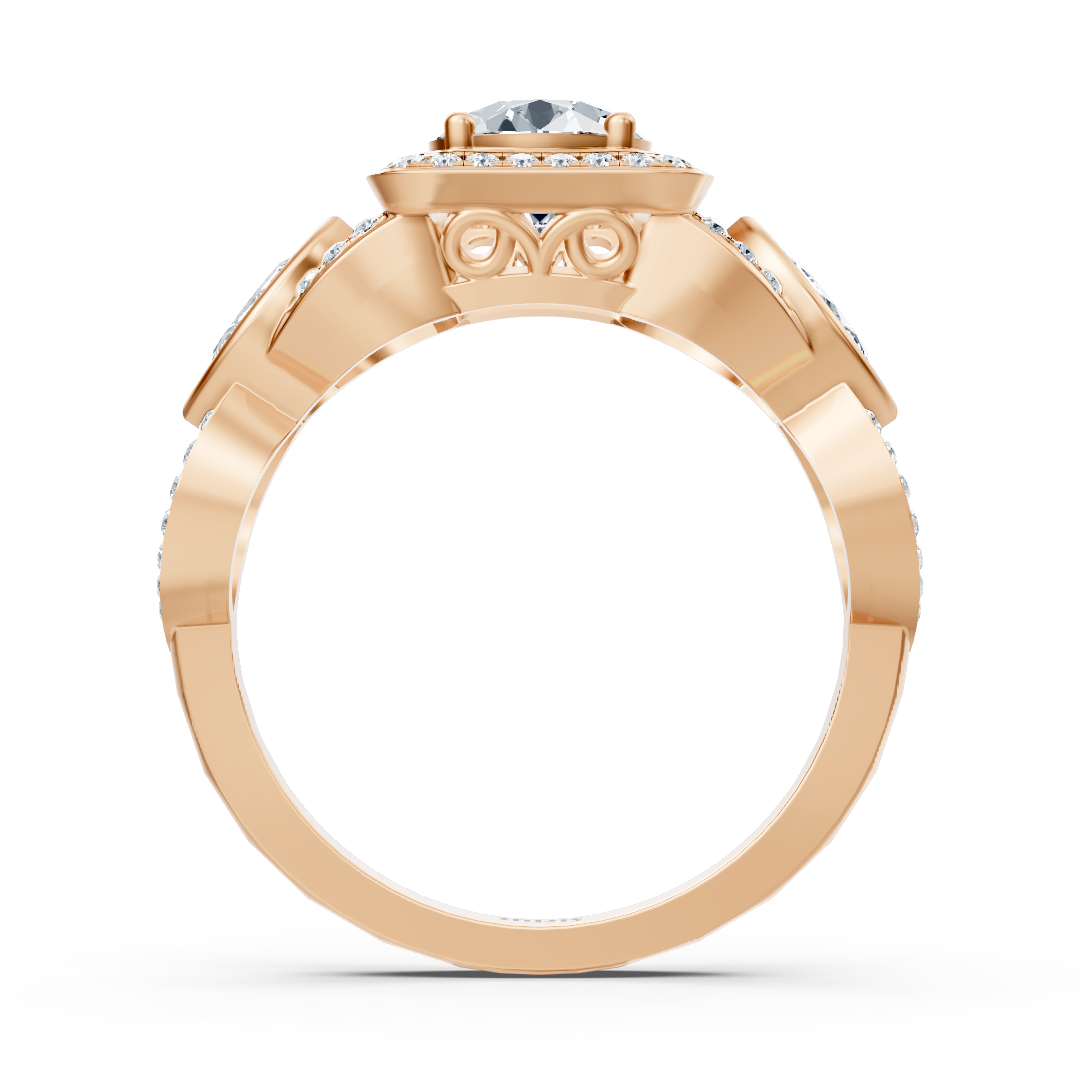 Rose gold ring with diamonds and Emerald - 14K marquise setting - high-quality Jewelry by Rosy Lab Diamonds