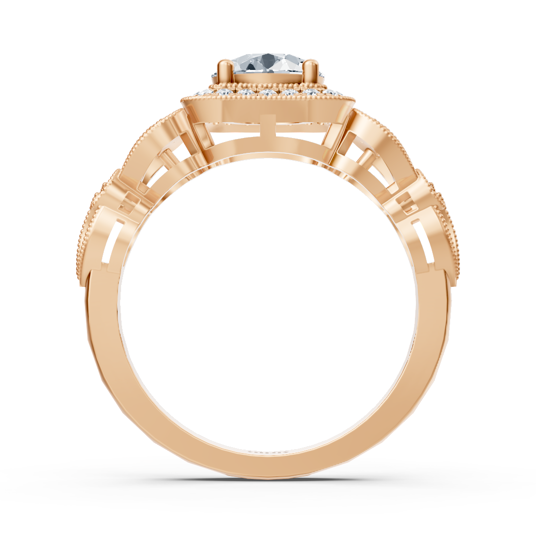 Romantischer Roségoldring mit Topas und Diamanten im floralen Design – 14K