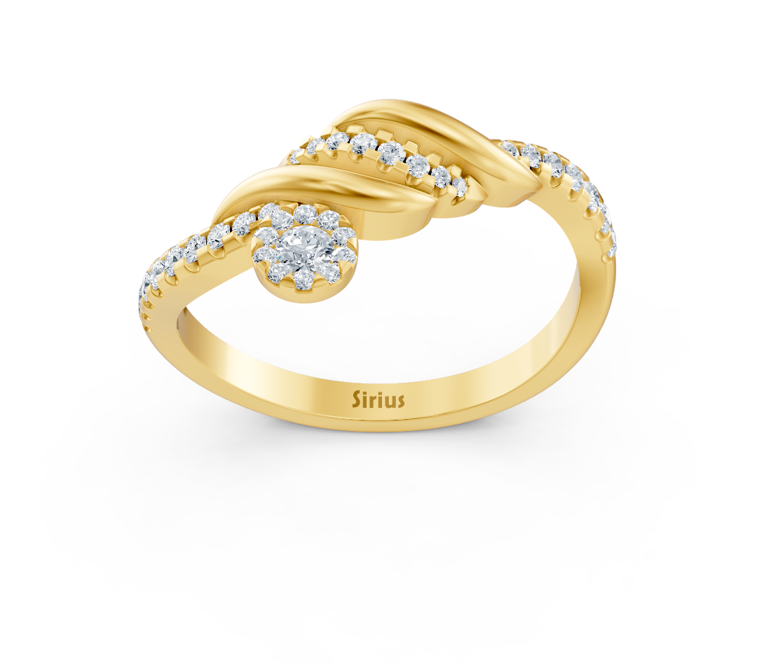 Yellow gold diamond ring with bow motif