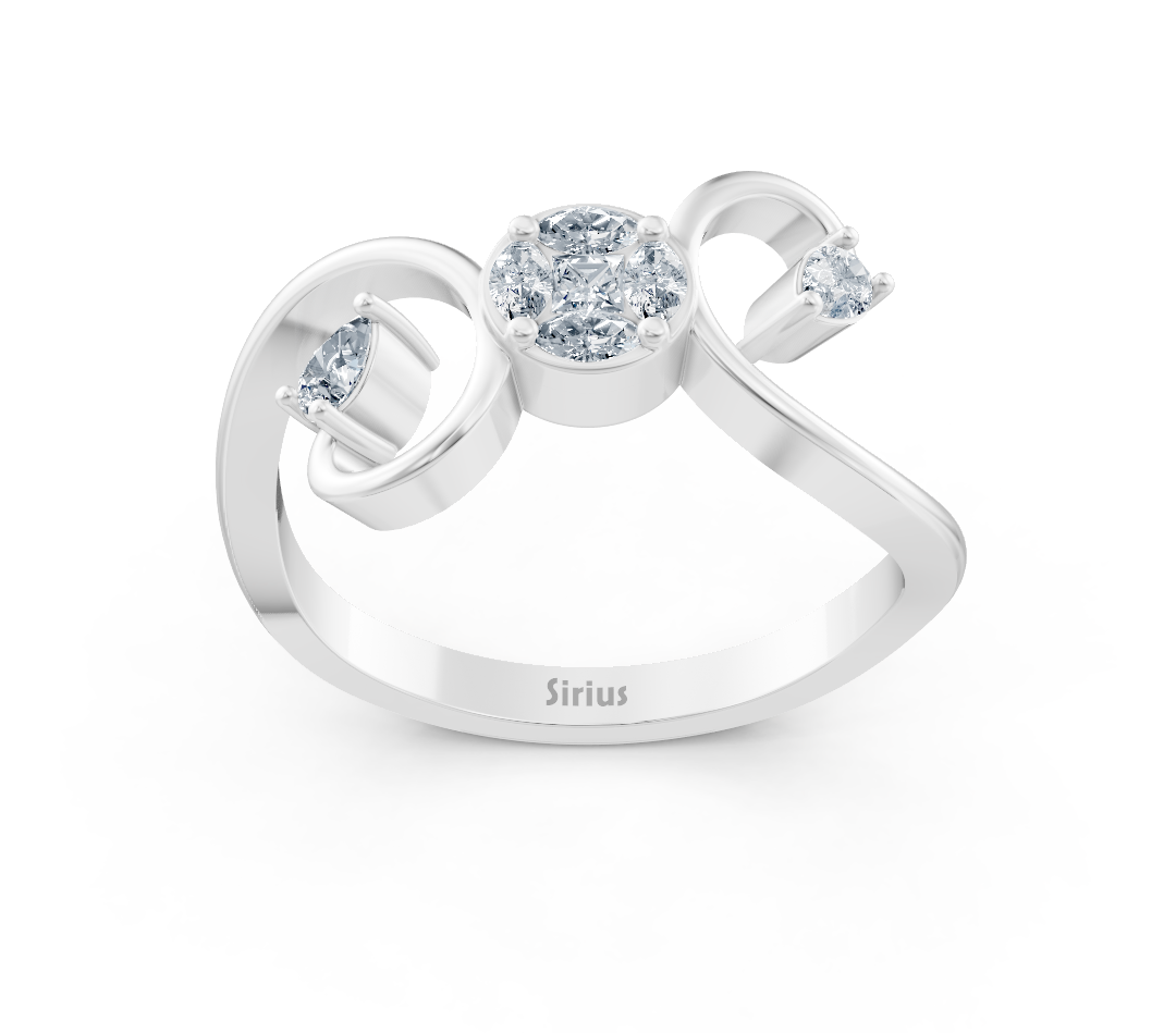 Weißgoldener Ring mit Marquise-, Princess- und Pear-Schliff