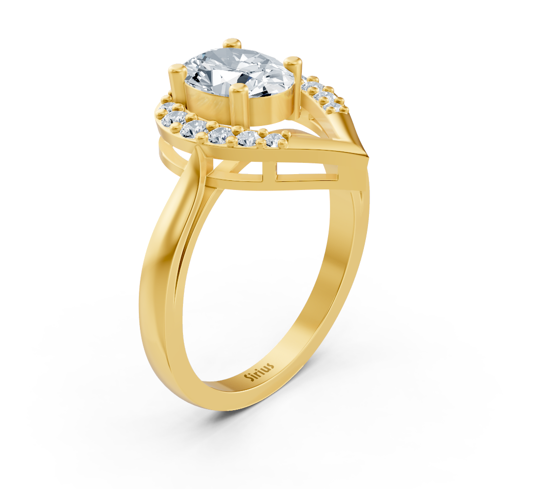 Elegant Yellow Gold ring with an oval center stone – 1.09 carats – high-quality Jewelry by Rosy Lab Diamonds
