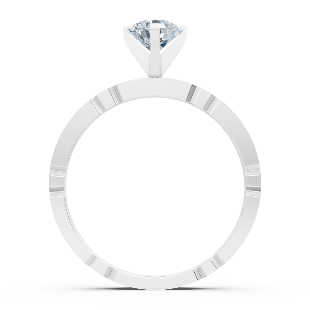 Weißgold-Ring mit zentralem Solitär und seitlichen Labor-Diamanten - hochwertiger Schmuck von Rosy Lab Diamonds
