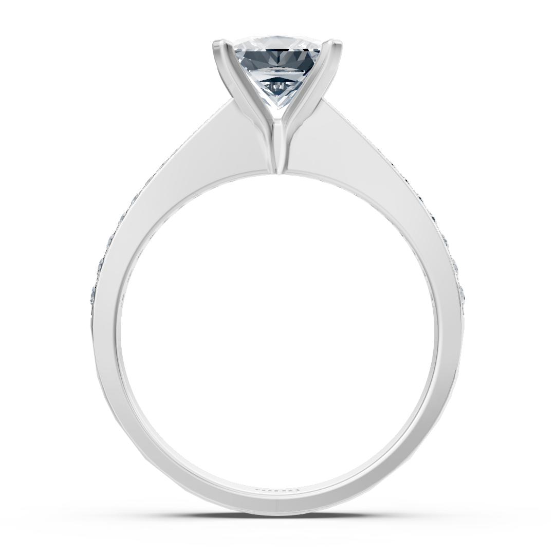 Elegant white gold engagement ring with round cut diamonds – 0.70 ct