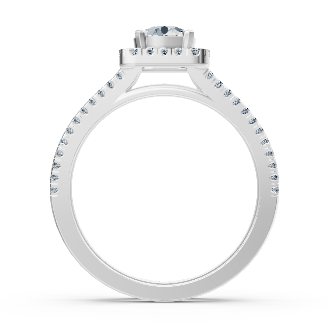 Halo tarzı Beyaz Altın nişan yüzüğü, yuvarlak pırlantalarla - 0,93 ct - Rosy Lab Diamonds’ın yüksek kaliteli Mücevher ürünü