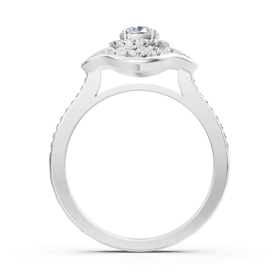 Blooming Brilliance Bague en diamant floral en or blanc 14 carats - Bijoux haut de gamme de Rosy Lab Diamonds