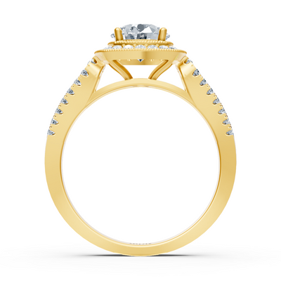 Doppel Halo Diamant Verlobungsring aus 14 Karat Gelbgold