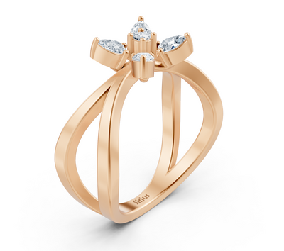 Rose gold ring with floral arrangement of lab diamonds