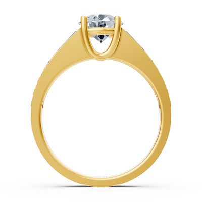 Yellow gold ring with lab diamond and white topaz accents