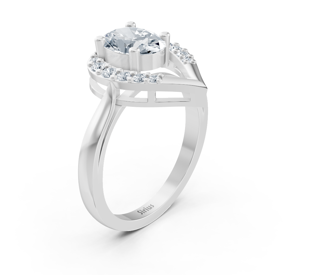 Élégante bague en Or Blanc avec pierre centrale ovale – 1,09 carat – Bijoux haut de gamme de Rosy Lab Diamonds
