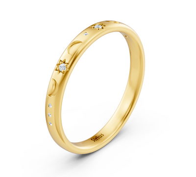 Moonlight ring made of yellow gold with delicate lab diamonds