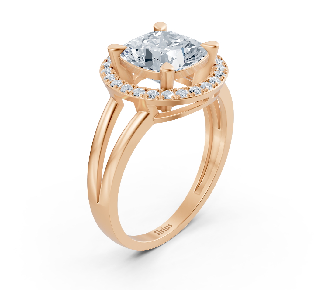 Eleganter Roségold-Ring mit Cushion- und rundem laborgezüchtetem Diamant - 2,37 ct - hochwertiger Schmuck von Rosy Lab Diamonds