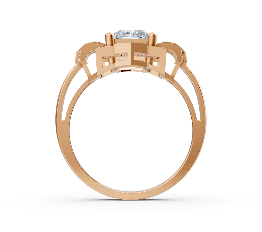 Artistic Radiant Halo Ring with Lab Diamonds in 14K Rose Gold