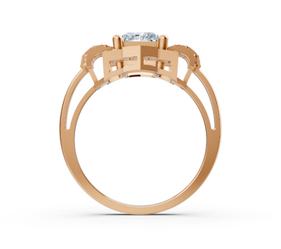 Artistic Radiant Halo Ring with Lab Diamonds in 14K Rose Gold