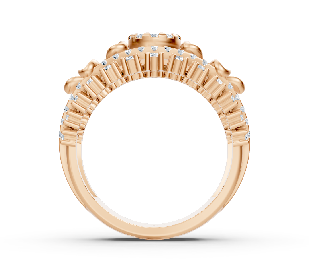 Rose gold ring with a floral design and round lab-grown diamonds – high-quality Jewelry by Rosy Lab Diamonds