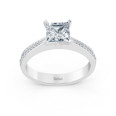 Elegant white gold engagement ring with round cut diamonds – 0.70 ct
