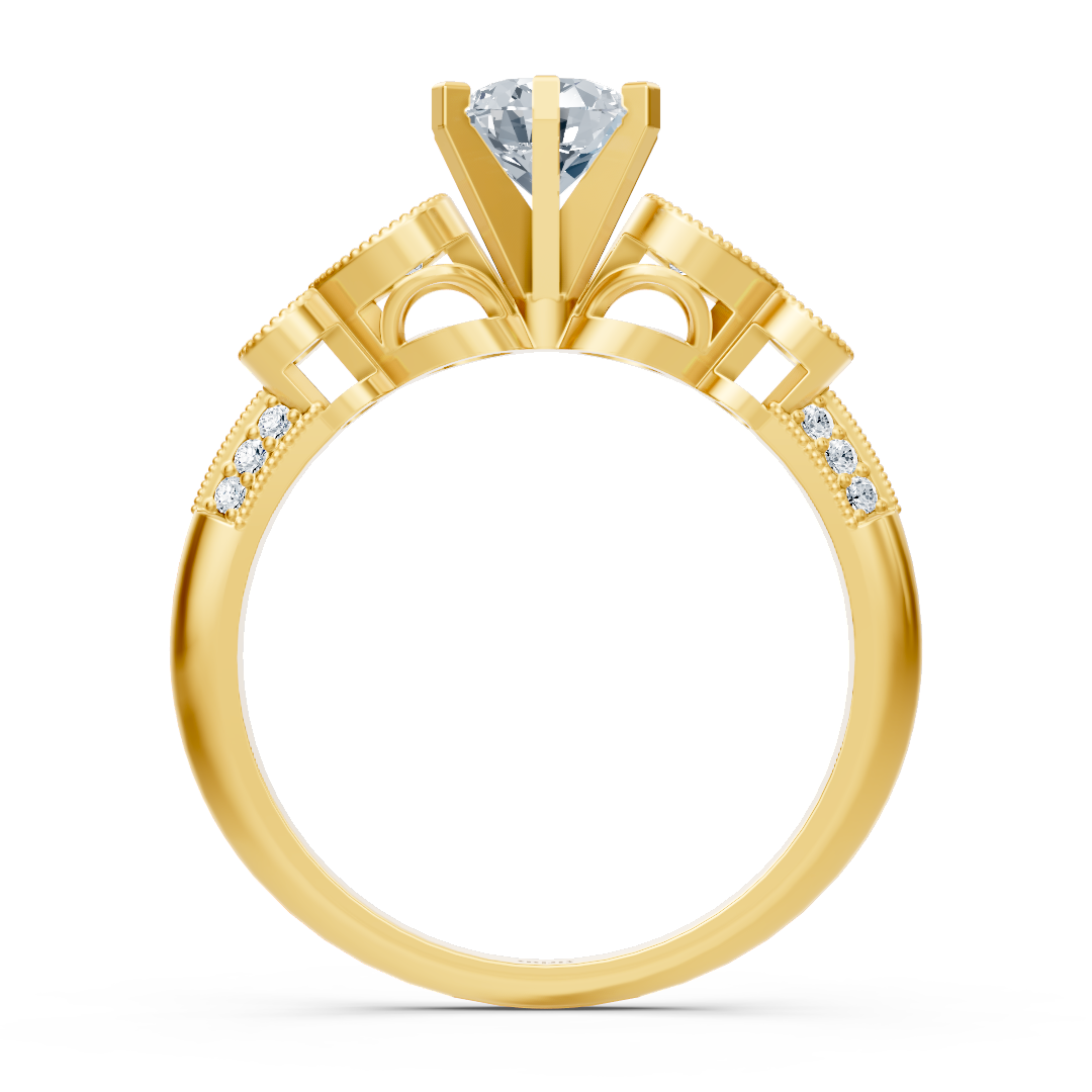 Eleganter Gelbgold-Ring mit kunstvollen Details und Labor-Diamanten - hochwertiger Schmuck von Rosy Lab Diamonds