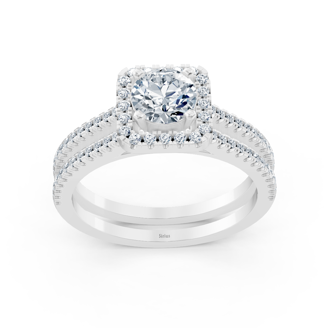 Halo tarzı Beyaz Altın nişan yüzüğü, yuvarlak pırlantalarla - 0,93 ct - Rosy Lab Diamonds’ın yüksek kaliteli Mücevher ürünü