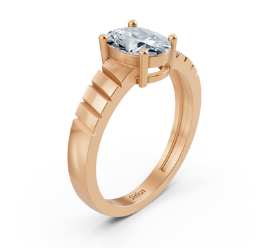 Romantic engagement ring in rose gold with round diamonds – 0.47 carat main stone