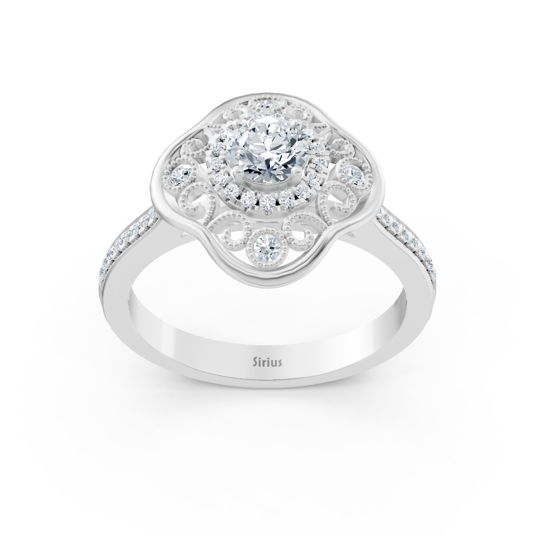 Blooming Brilliance Bague en diamant floral en or blanc 14 carats - Bijoux haut de gamme de Rosy Lab Diamonds