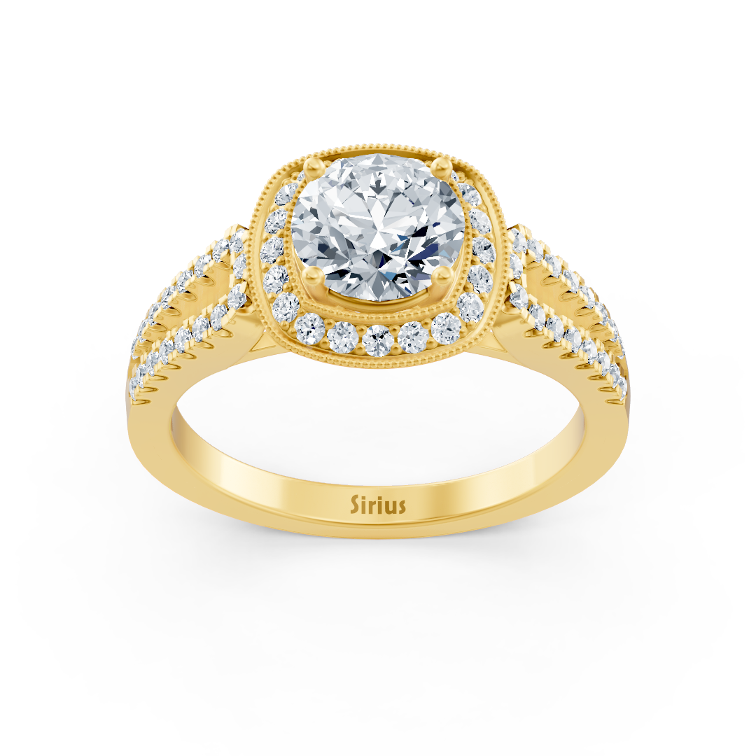 Ring mit Diamant & Diamanten in 14K Gelbgold | Rosy – hochwertiger Schmuck von Rosy Lab Diamonds