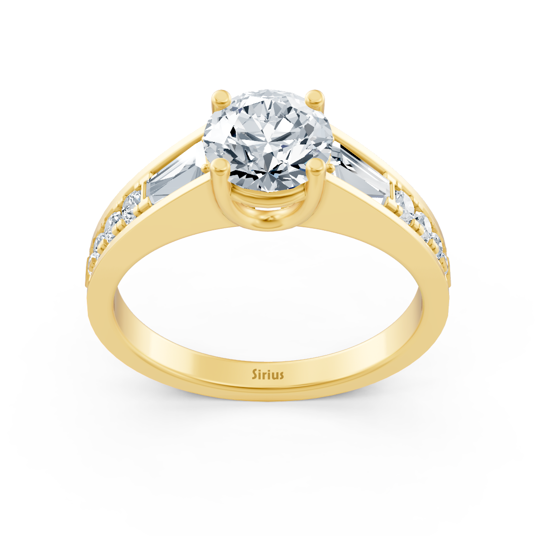Yellow gold ring with lab diamond and white topaz accents