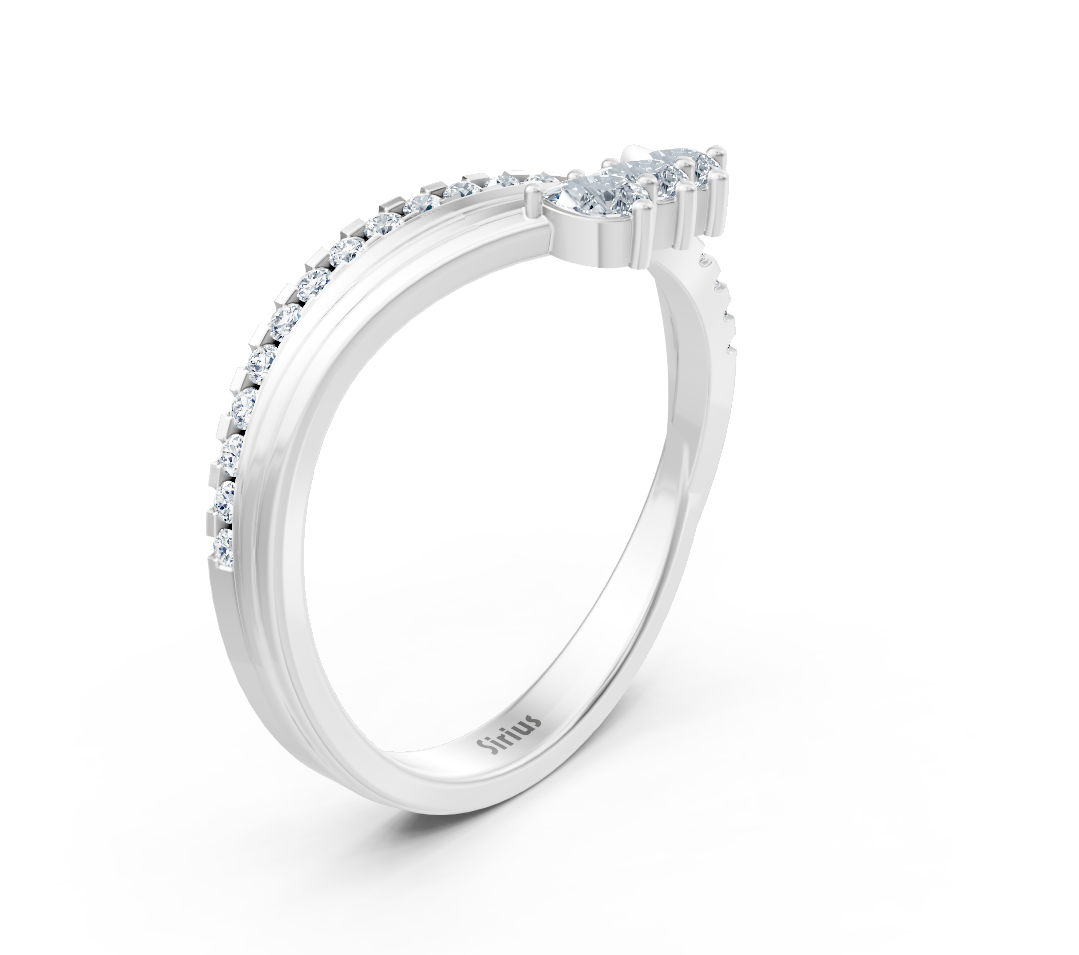 Délicate bague en Or Blanc sertie de diamants de laboratoire taille poire et Taille Brillant Rond – Bijoux haut de gamme de Rosy Lab Diamonds