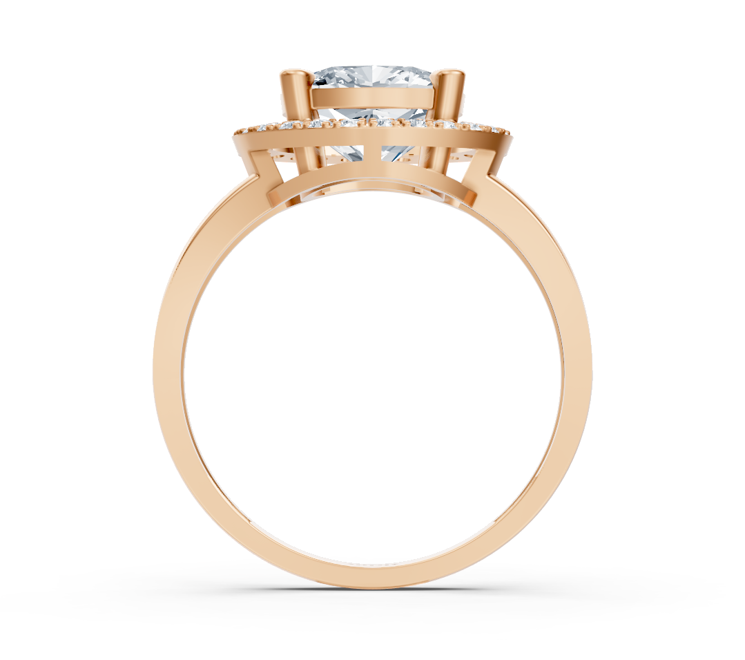 Eleganter Roségold-Ring mit Cushion- und rundem laborgezüchtetem Diamant - 2,37 ct - hochwertiger Schmuck von Rosy Lab Diamonds