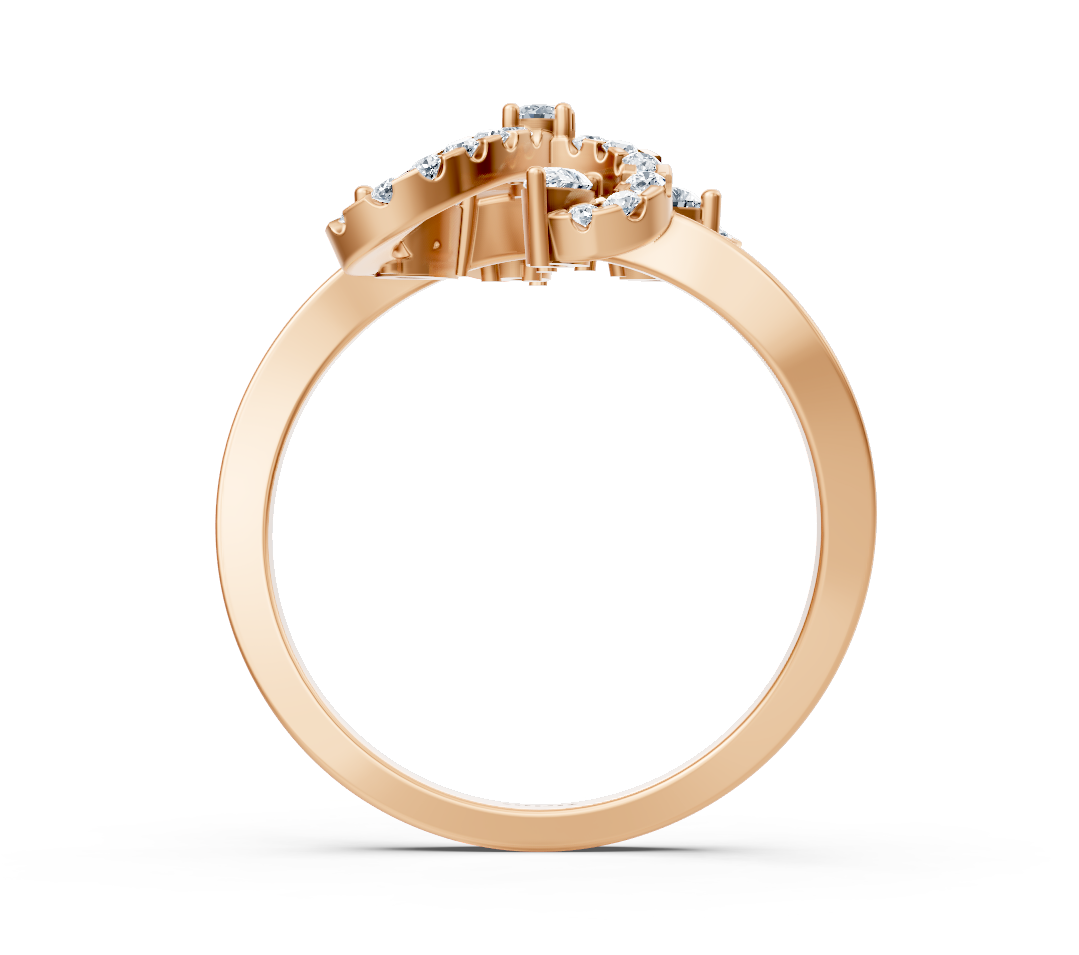 Rose gold letter ring “D” with lab-grown diamonds - high-quality Jewelry from Rosy Lab Diamonds