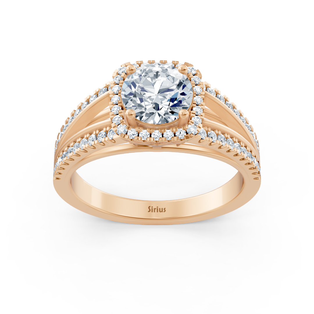 Bague halo en Or Rose avec serti surélevé et diamant de laboratoire – Bijoux haut de gamme de Rosy Lab Diamonds