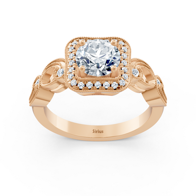 Roségoldring mit Diamanten und Weißtopasen – 14K filigraner Verlobungsring