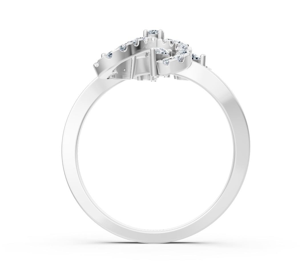 White gold letter ring “D” with lab-grown diamonds – high-quality Jewelry from Rosy Lab Diamonds