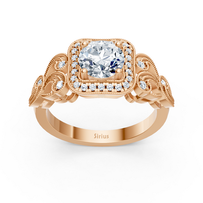 Romantischer Roségoldring mit Topas und Diamanten im floralen Design – 14K