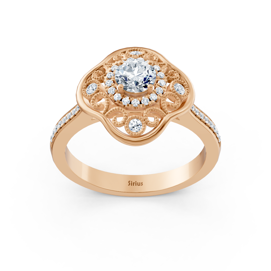 Ring mit Diamant & Diamanten in 14K Roségold | Rosy – hochwertiger Schmuck von Rosy Lab Diamonds