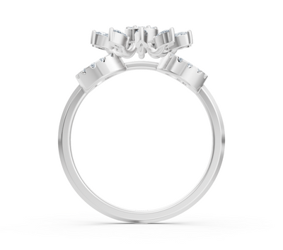 Weißgoldener Ring mit Marquise-Labordiamanten im Blumenstil