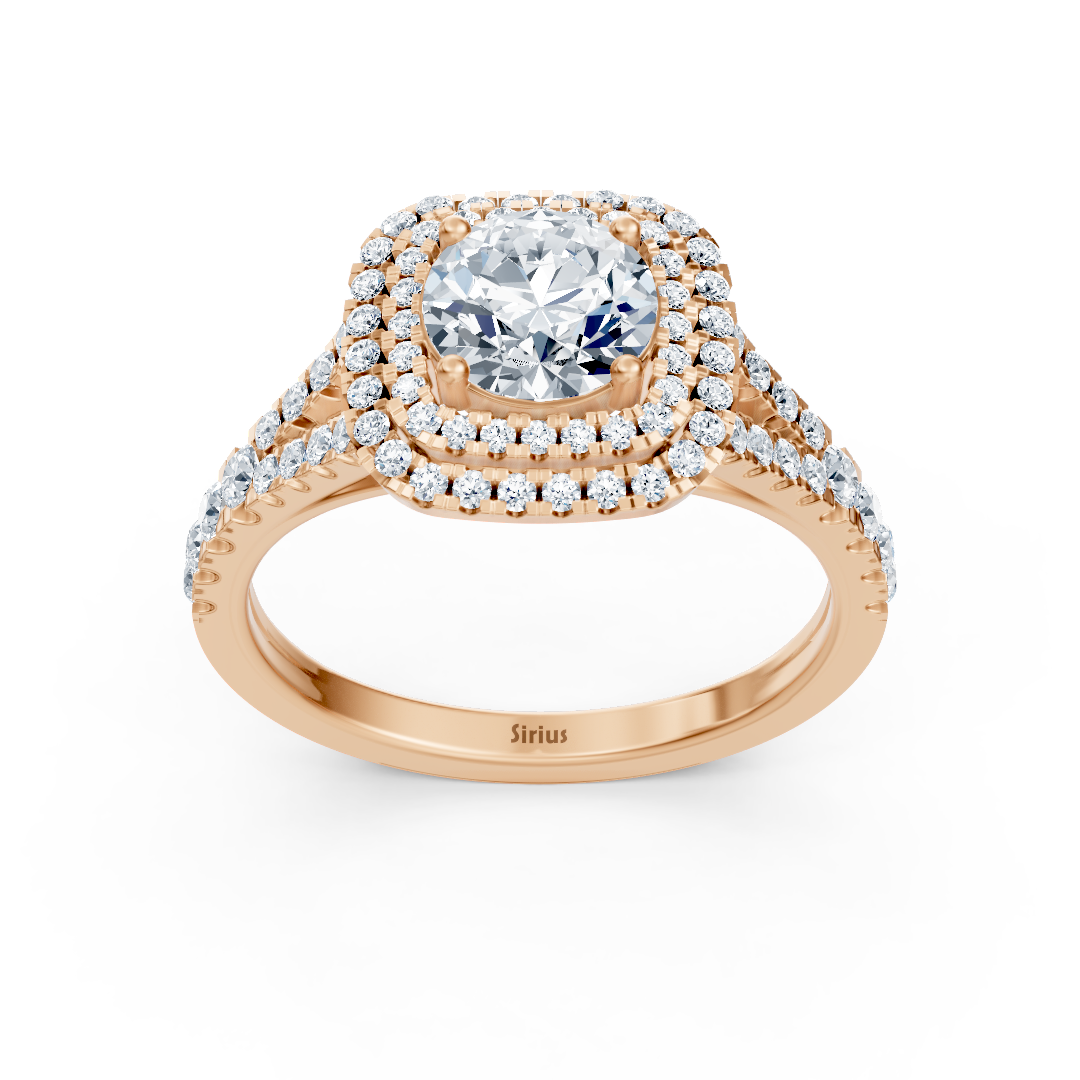 Eleganter Verlobungsring aus Roségold mit Rundschliff-Diamanten - 14K - hochwertiger Schmuck von Rosy Lab Diamonds