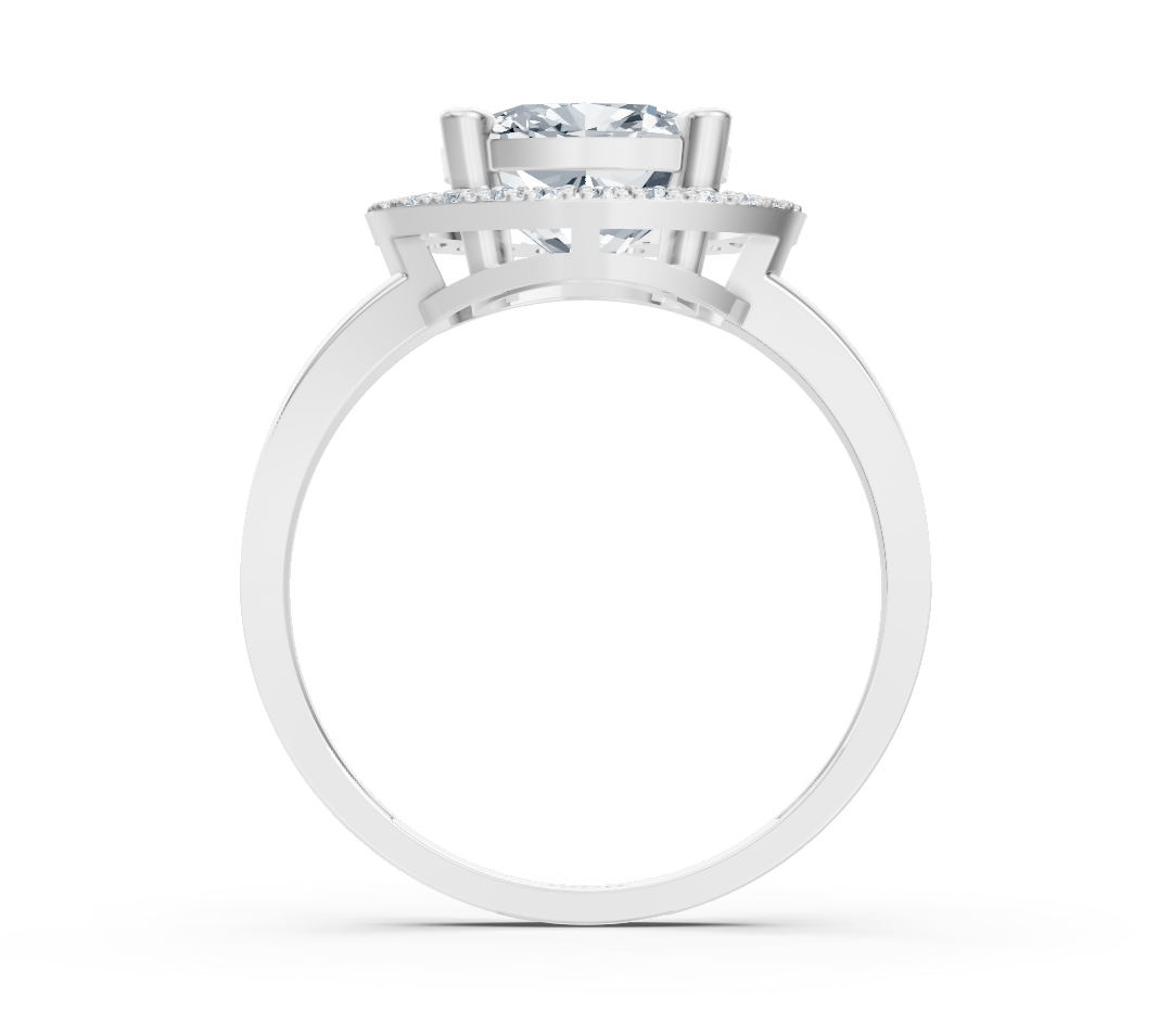 Élégante bague en Or Blanc avec un Diamant de laboratoire de forme coussin et rond, 2,37 ct, Bijoux haut de gamme de Rosy Lab Diamonds