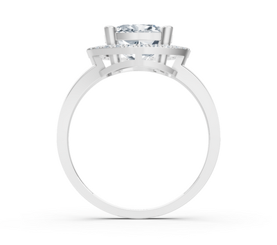 Elegant white gold ring with cushion and round lab-grown diamond – 2.37 ct