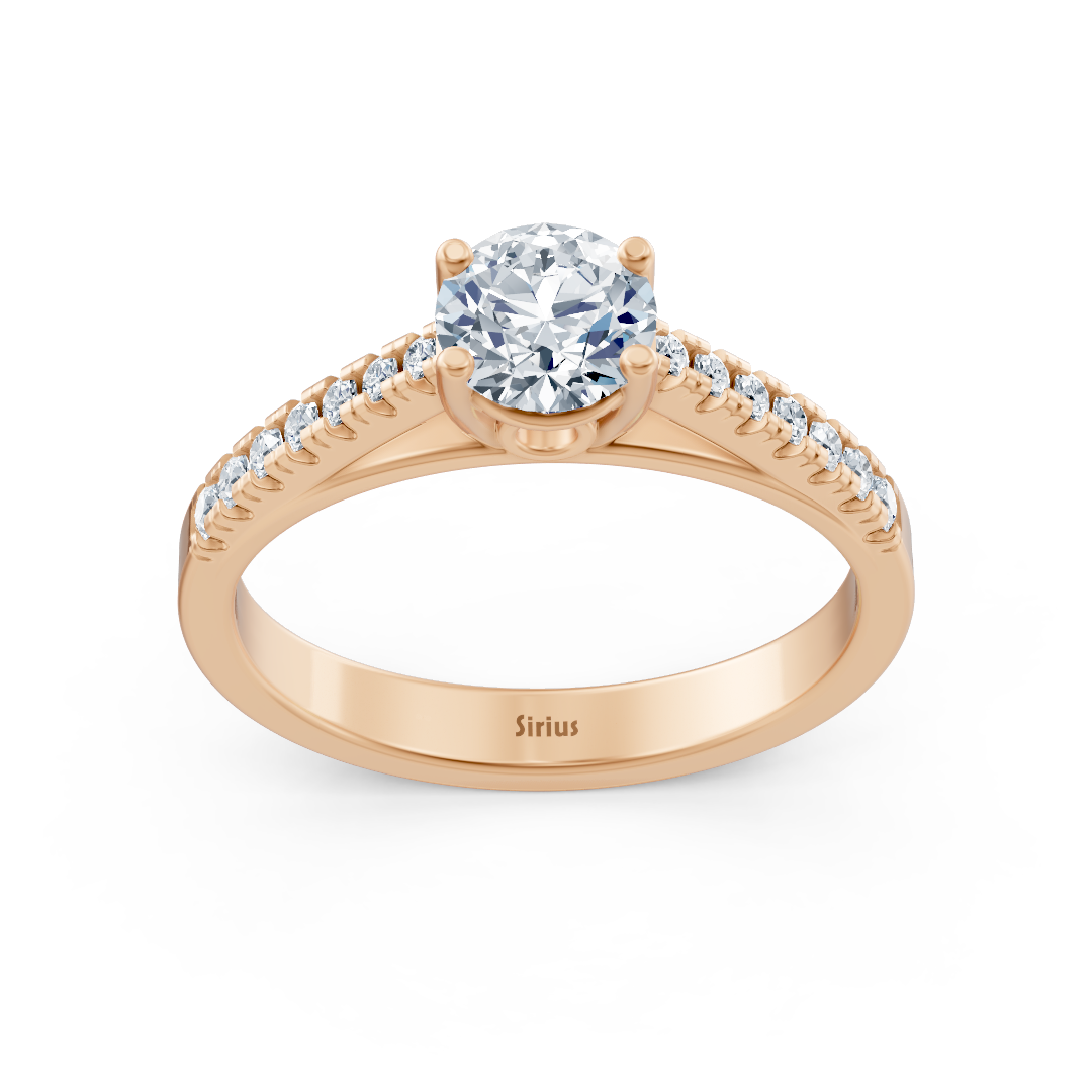 Rose Gold engagement ring with graduated lab-grown diamonds and a solitaire – high-quality Jewelry from Rosy Lab Diamonds