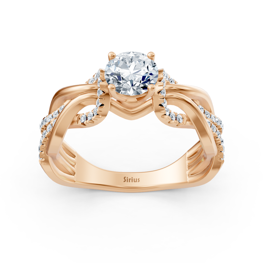 Roségold-Diamantring mit Zopfdesign - 0,91 ct - hochwertiger Schmuck von Rosy Lab Diamonds