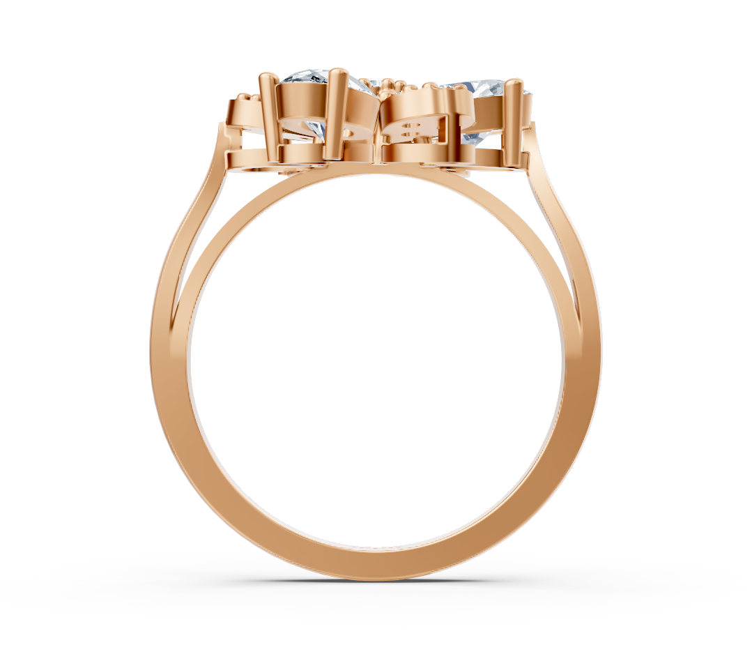 Floral rose gold ring with oval and round diamonds – 1.45 carats