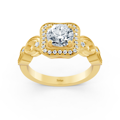 Gelbgoldring mit Diamanten und Weißtopas – 14K Vintage-Stil Damenring