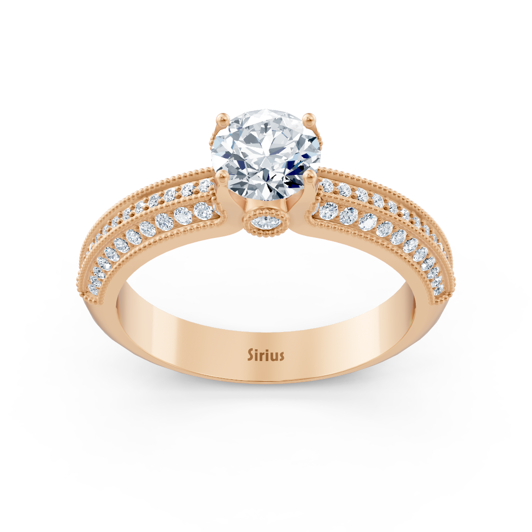 Rose gold ring with pavé setting and brilliant lab diamond
