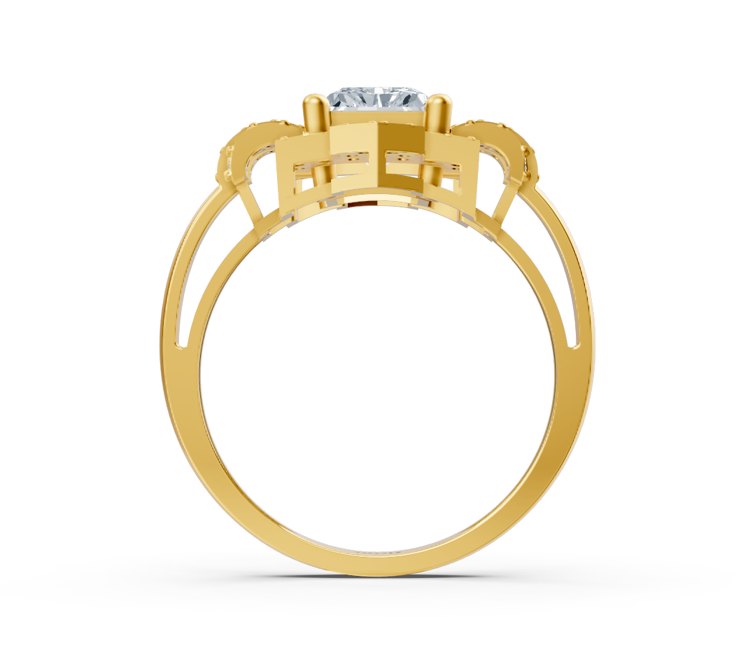 Magnificent Radiant Halo Ring with Lab Diamonds in 14K Yellow Gold