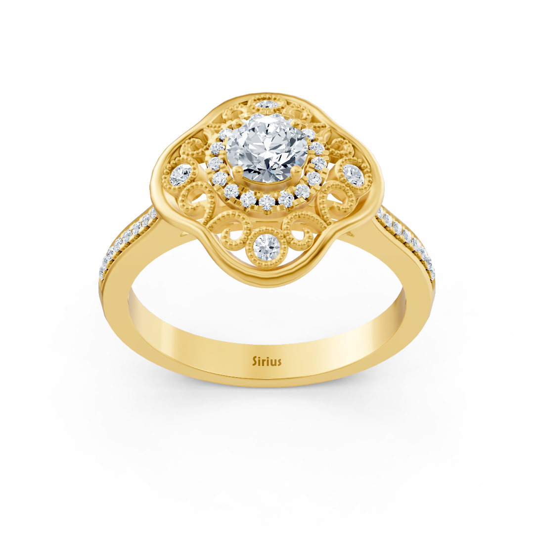 خاتم ألماس زهور من ذهب أصفر عيار 14 قيراطًا بتألق مزهر - مجوهرات فاخرة من Rosy Lab Diamonds