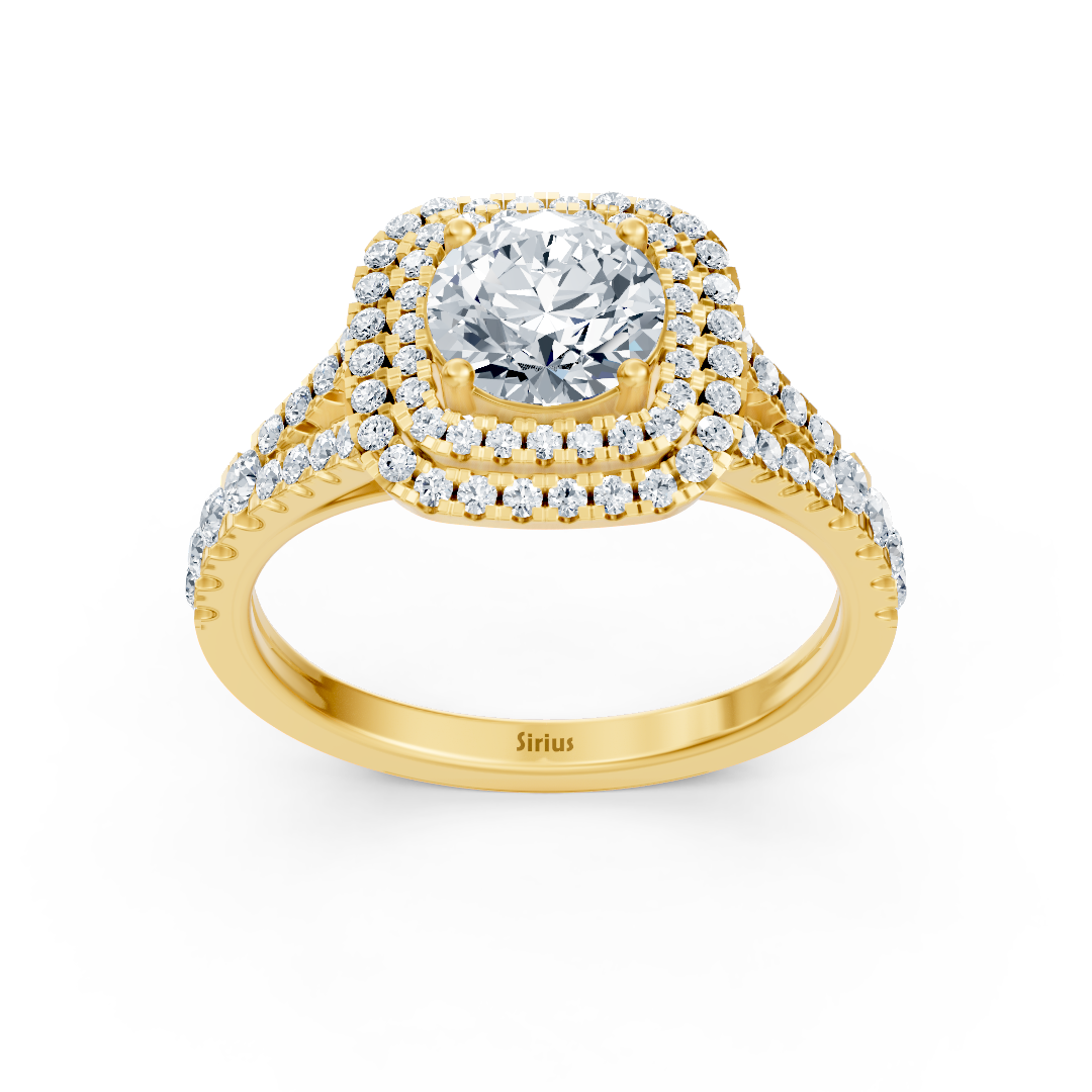Fine diamond ring in yellow gold with round cut – 14K