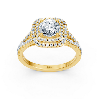 Fine diamond ring in yellow gold with round cut – 14K